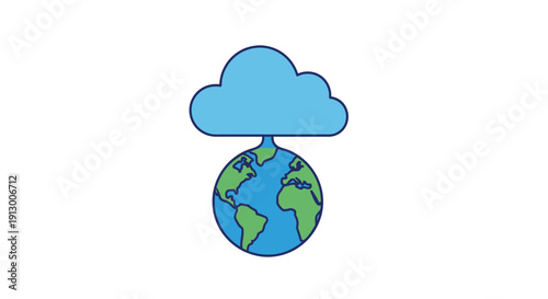 Earth Globe with Cloud Above.