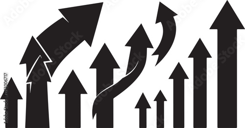 Black Arrows Pointing Upward in Various Directions Graphically