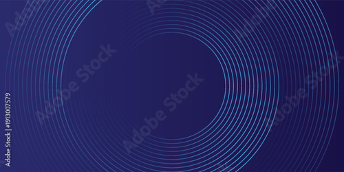 Abstract blue glowing geometric lines on dark blue background. Modern shiny blue circle lines pattern. Futuristic technology concept. Suit for cover, poster, banner, brochure, header, website