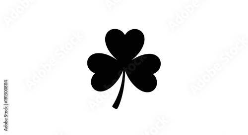 A simple black four-leaf clover silhouette on a white background