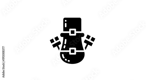 A simple black icon of a top hat and monocle on a white background.