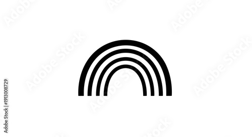 Simple black rainbow icon on a white background illustration.
