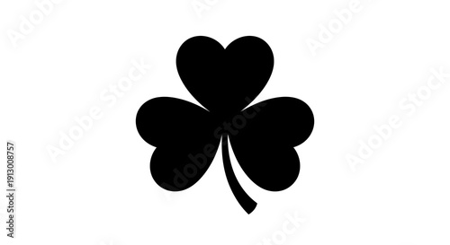 A simple black four-leaf clover silhouette on a white background.