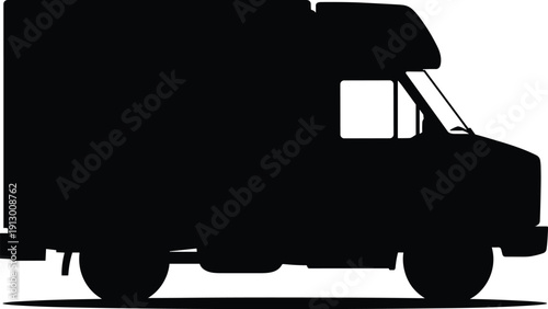 Cargo truck silhouette illustration featuring delivery transport vehicle logistics shipping freight concept industrial transportation flat design modern graphic icon