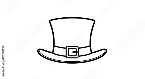 A simple line drawing of a pilgrim hat with a buckle on the brim.