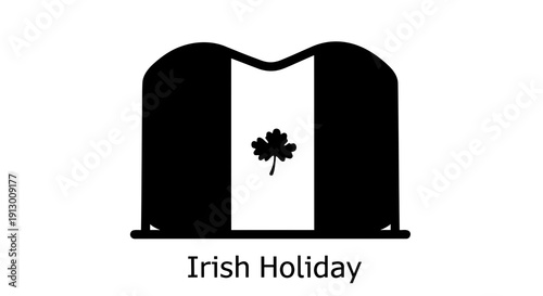 A simple graphic representation of an irish flag with a shamrock on it.
