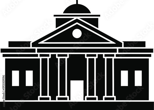 Single black courthouse building illustration minimal flat vector on plain