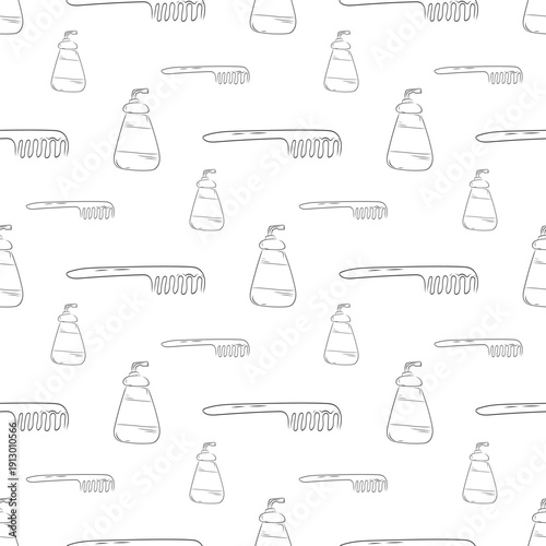 seamless pattern of barbershop equipment in doodle style