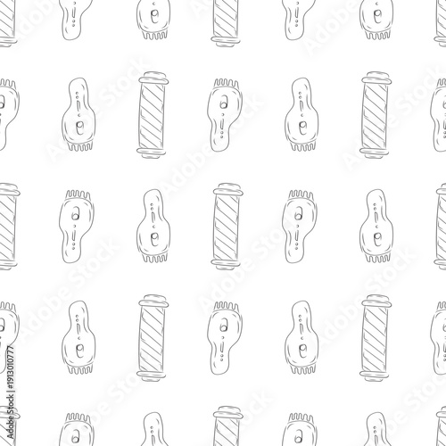 seamless pattern of barbershop equipment in doodle style