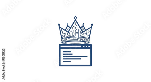 Crown Icon on Browser Window Symbol.