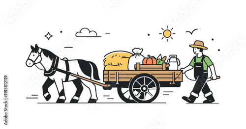 Harvest Cart Journey. Traditional modes of transport