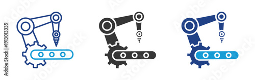 robot arm icon set multiple style collection	