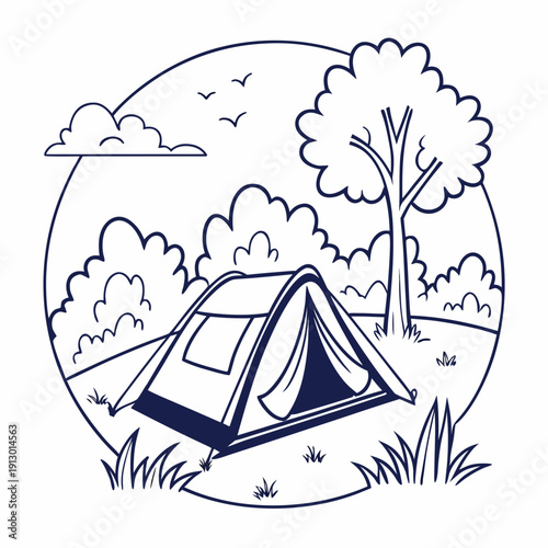 Clean Line Vector Camping Tent Icon Design