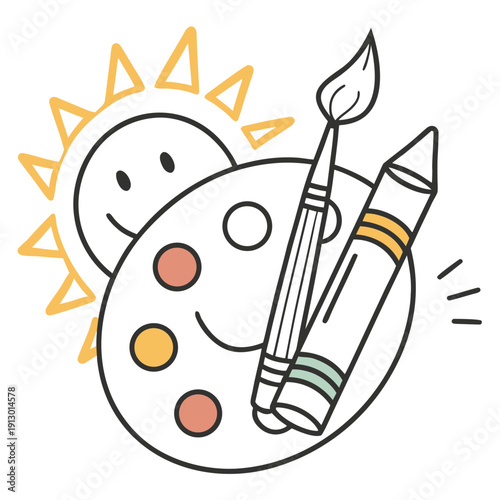 Child Creativity Symbol with Simple Minimal Shapes