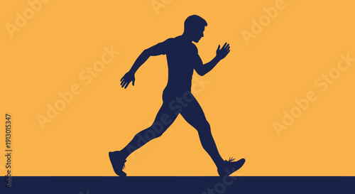 Silhouette of a person running on a flat surface viewed from the side in a simple graphic illustration