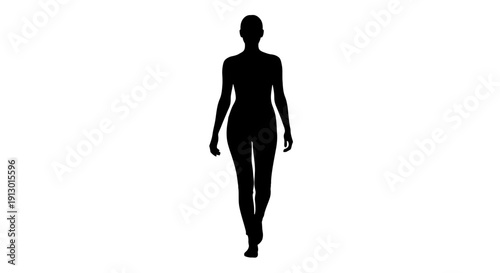 A silhouette of a person walking alone in a minimalist environment from a rear viewpoint with simple graphics