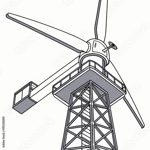 Wind Turbine Tower Engineering Structure Illustration