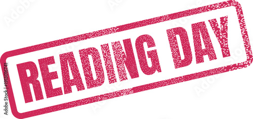 Vibrant crimson Reading Day textured stamp symbol for educational campaigns and literary event promotions
