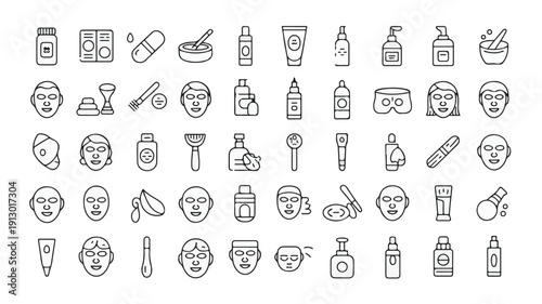 Skincare beauty cosmetic products and facial treatments vector