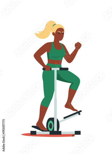 woman doing step aerobics, stepper platform workout, cardio fitness training, female endurance exercise, home gym routine, healthy active lifestyle, aerobic workout session, sporty woman exercising, w