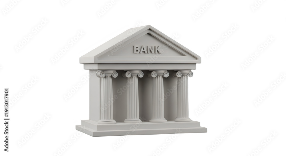 Obraz premium Classical bank building icon isolated on white, finance institution architecture symbol