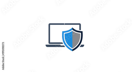Laptop with Shield Icon Security.