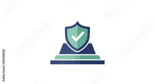 Green shield with white check mark.