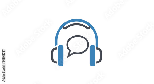 Headphones with speech bubble icon.
