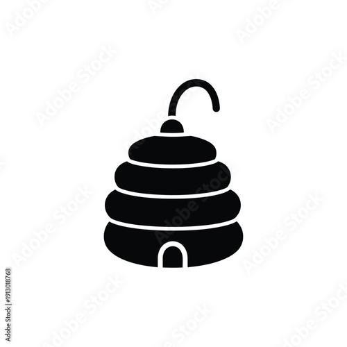 Vector illustration icon black beehive icon with a hook on top