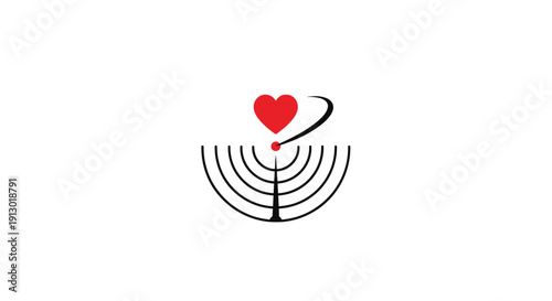 Heart Symbol on Menorah Branches Closeup.