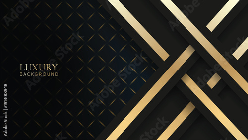 Luxurious dark background with golden lines and elegant geometric
