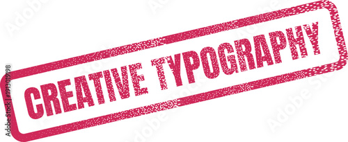 Striking magenta Creative Typography stamp with a textured appearance conveying graphic communication