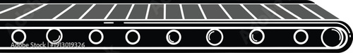 Single black conveyor belt with minimal flat vector illustration on a production line