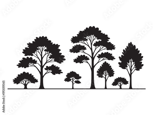 Calm nature trees with peaceful serene tree silhouette designs