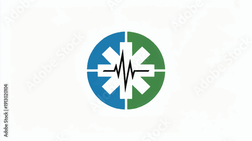 A medical logo design featuring a circular emblem with a blue and green color scheme (2)_traced