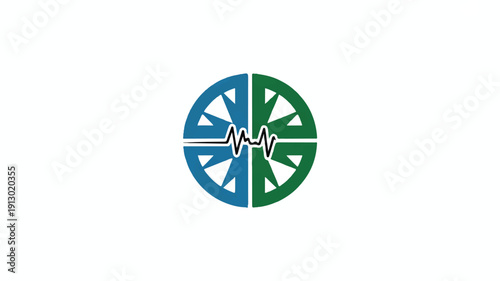 A medical logo design featuring a circular emblem with a blue and green color scheme (4)_traced