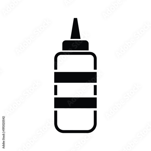 Vector illustration icon black silhouette of a squeeze bottle with a pointed nozzle on a isolated