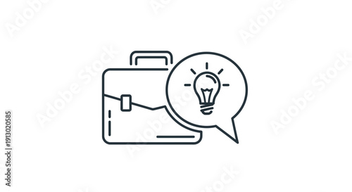 Briefcase and idea lightbulb illustration concept for business creativity