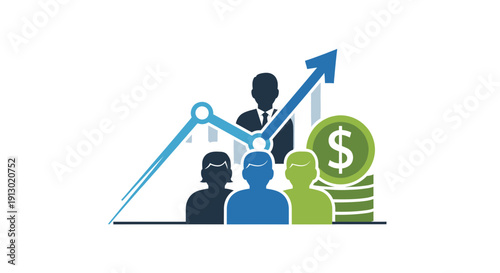 Business growth concept team and financial success illustrated