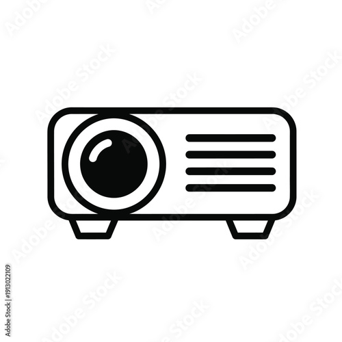 Vector illustration icon simple black and white illustration of a projector device