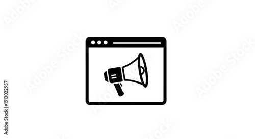 Megaphone icon on computer screen display.