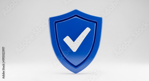 Wallpaper Mural Blue Shield Icon with White Checkmark on Light Gray Background Torontodigital.ca
