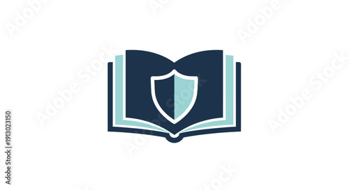 Open book with shield logo.