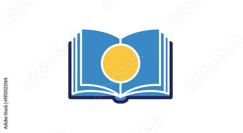 Open Book with Yellow Circle.