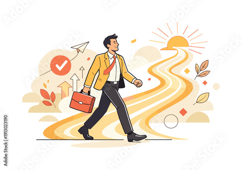   Successful transition. Professional confidently moving forward with renewed identity,