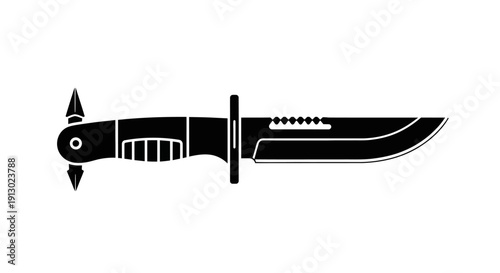 Black Illustration of a Machete Knife.