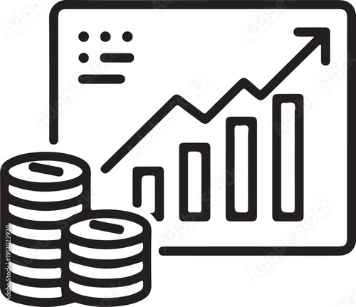 Finance thin line icon set. Saving, increasing and spending finances.