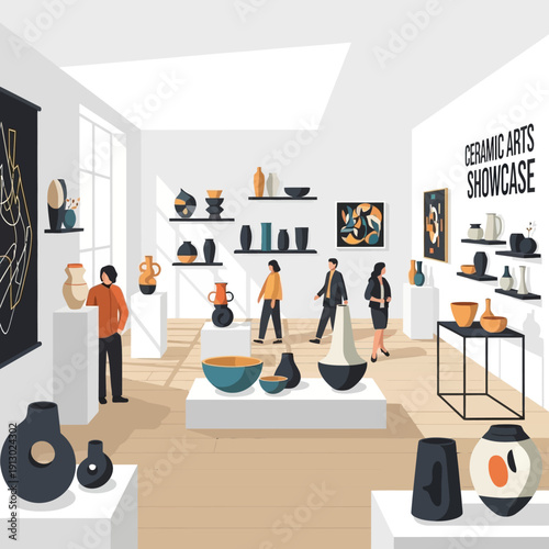 People viewing art in a gallery.