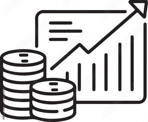 Financial Growth Illustration: An illustration depicting a financial concept, featuring stacks of coins alongside a rising graph, symbolizing growth and success in investments or earnings.