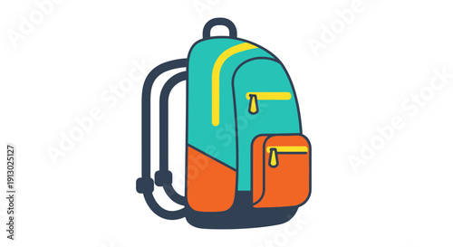 Colorful Cartoon Backpack with Pockets and Straps.